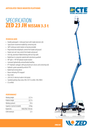 Plataformas elevadoras articuladas remolcables CTE ZED 23 JH