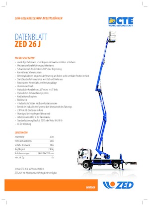 Plataformas elevadoras articuladas remolcables CTE ZED 26 J
