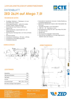 Plataformas elevadoras articuladas remolcables CTE ZED 26 JH