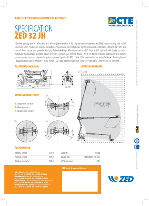 Plataformas elevadoras articuladas remolcables CTE ZED 32 JH