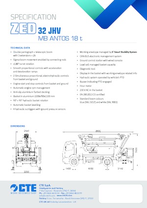 Plataformas elevadoras articuladas remolcables CTE ZED 32 JHV