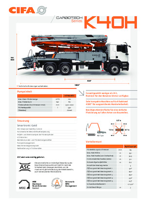 Bombas de hormigón para camión CIFA K40H