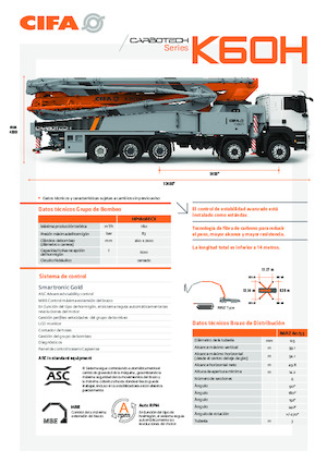 Bombas de hormigón para camión CIFA K60H