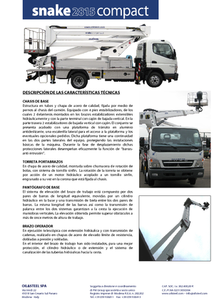 Plataformas elevadoras articuladas remolcables Oil & Steel Snake 2815 Compact
