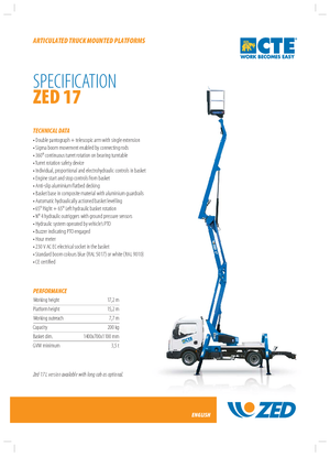 Plataformas elevadoras articuladas remolcables CTE Z 17