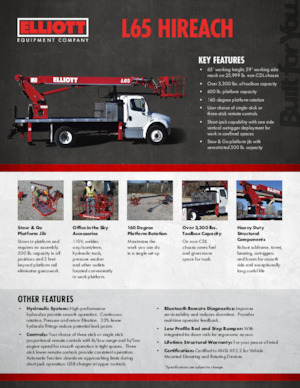 Plataformas telescópicas sobre camión Elliott Equipment L65R HiReach