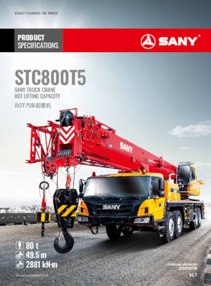 Grúas telesc. montadas sobre camión Sany STC800T5