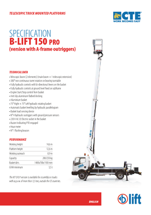 Plataformas telescópicas sobre camión CTE B-Lift 150 Pro