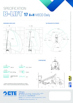 Plataformas telescópicas sobre camión CTE B-LIFT 17 A+H