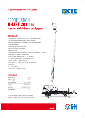 Plataformas telescópicas sobre camión CTE B-Lift 201 Pro-A