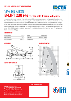 Plataformas telescópicas sobre camión CTE B-Lift 230 Pro-H