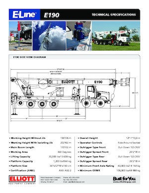 Plataformas telescópicas sobre camión Elliott Equipment E190 E-Line