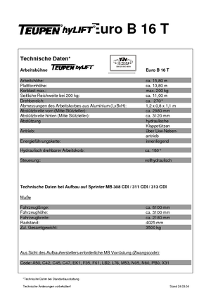 Plataformas telescópicas sobre camión TEUPEN Euro B 16 T