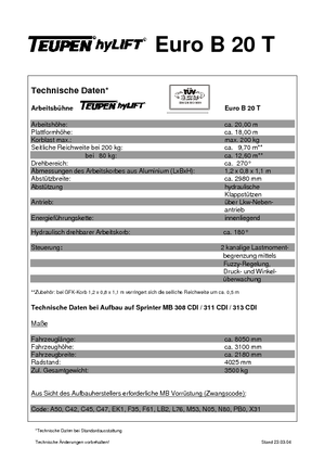 Plataformas telescópicas sobre camión TEUPEN Euro B 20 T