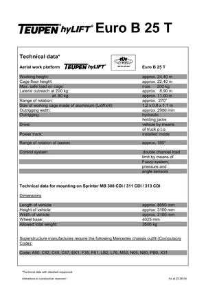 Plataformas telescópicas sobre camión TEUPEN Euro B 25 T