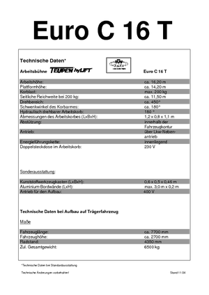 Plataformas telescópicas sobre camión TEUPEN Euro C 16 T