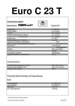 Plataformas telescópicas sobre camión TEUPEN Euro C 23 T
