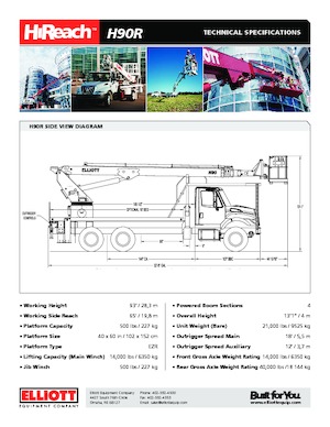 Plataformas telescópicas sobre camión Elliott Equipment H90R HiReach