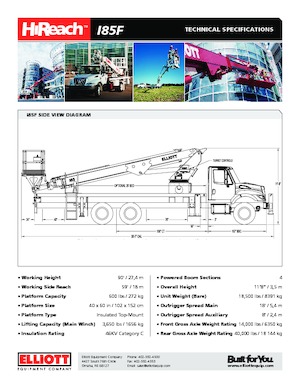 Plataformas telescópicas sobre camión Elliott Equipment I85F HiReach