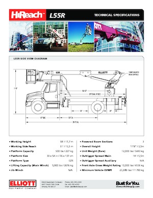 Plataformas telescópicas sobre camión Elliott Equipment L55R HiReach 