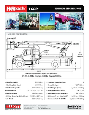 Plataformas telescópicas sobre camión Elliott Equipment L60R HiReach 