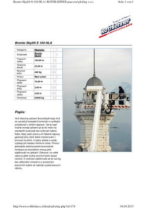 Plataformas telescópicas sobre camión Bronto Skylift S 104 HLA