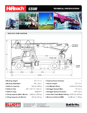 Plataformas telescópicas sobre camión Elliott Equipment S50R SkyWalk