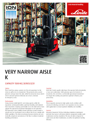 Carretillas apiladoras VNA Linde K 0.9