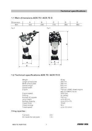 Apisonadores a gasolina y diesel Ammann ADS 70