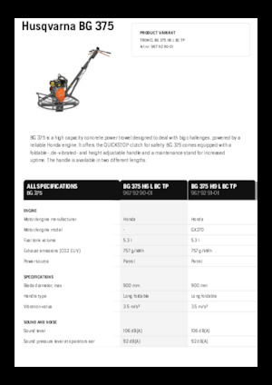 Allanadoras de operador a pie Husqvarna BG 375