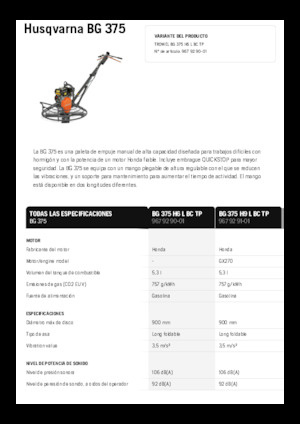 Allanadoras de operador a pie Husqvarna BG 375