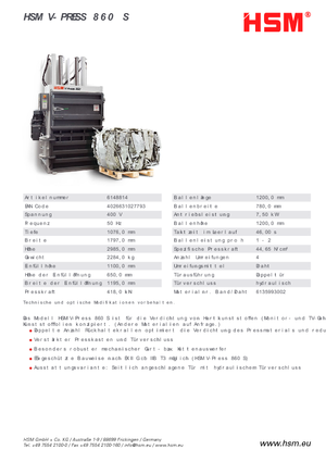 Prensas de basura HSM V-Press 860 S