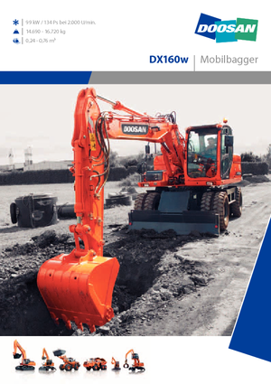 Excavadoras hidráulicas  de ruedas Doosan DX 160 W
