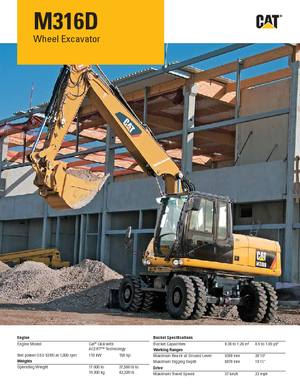 Excavadoras hidráulicas  de ruedas Caterpillar M316D Mono