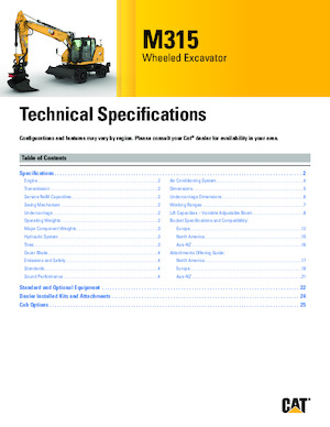 Excavadoras hidráulicas  de ruedas Caterpillar M315