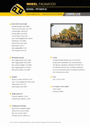 Excavadoras hidráulicas  de ruedas PowerPlus PP180W-IX 