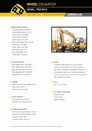 Excavadoras hidráulicas  de ruedas PowerPlus PP210W-X
