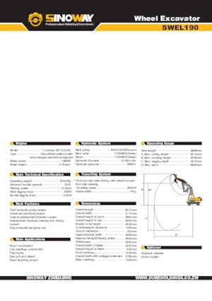 Excavadoras hidráulicas  de ruedas Sinoway SWEL190