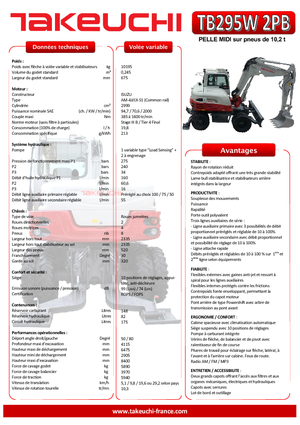 Excavadoras hidráulicas  de ruedas Takeuchi TB 295 W