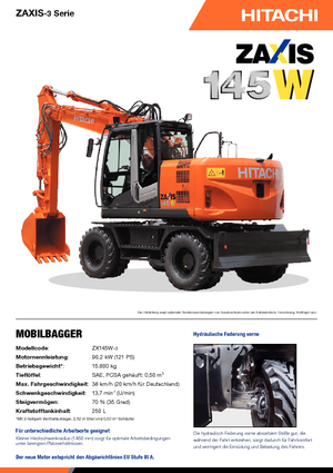 Excavadoras hidráulicas  de ruedas Hitachi ZX 145 W 3