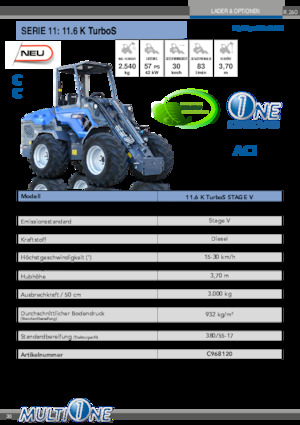 Cargadoras de ruedas Multione 11.6 K TurboS