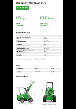 Cargadoras de ruedas Avant Tecno Avant 423