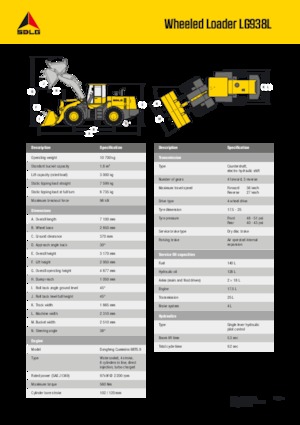 Cargadoras de ruedas SDLG LG938L