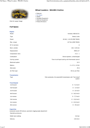 Cargadoras de ruedas Komatsu WA180 active
