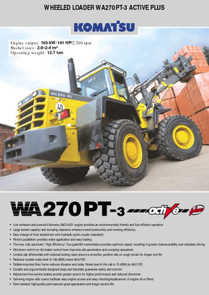 Cargadoras de ruedas Komatsu WA270PT active Plus