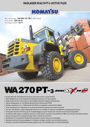Cargadoras de ruedas Komatsu WA270PT active Plus