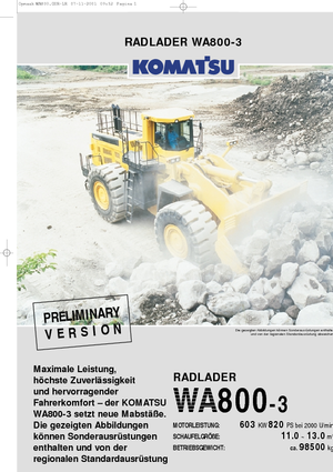 Cargadoras de ruedas Komatsu WA800-3