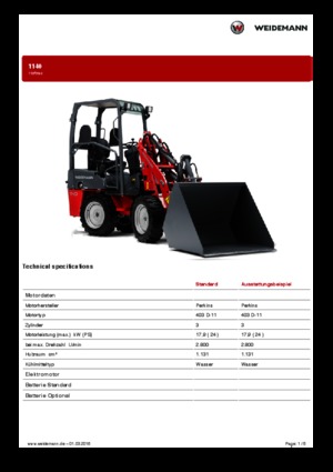 Mini cargador frontal Weidemann 1140