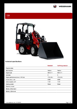 Mini cargador frontal Weidemann 1140