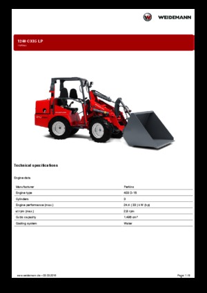 Mini cargador frontal Weidemann 1240 CX LP